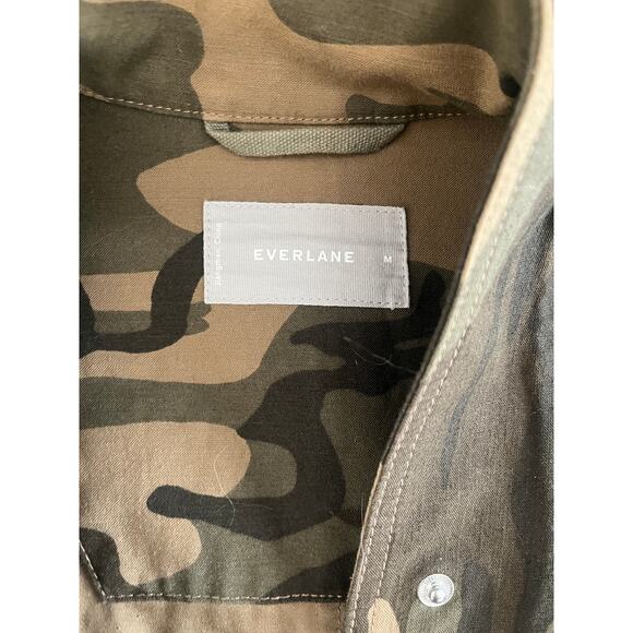 Everlane Snap Zip Utility Army Military Camo Jacket Beige Olive Green Size M - Picture 7 of 7